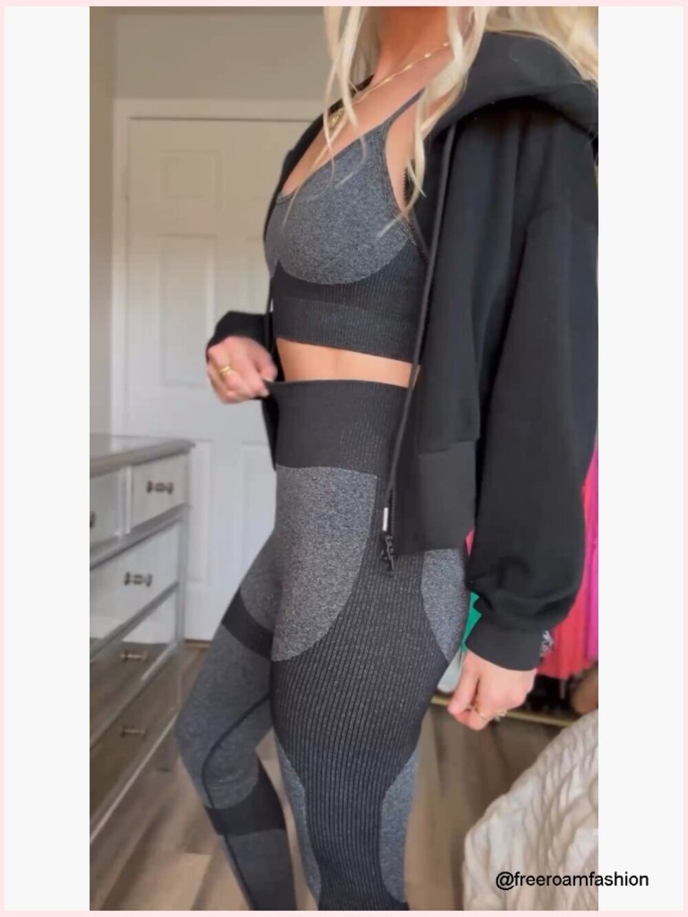 Seamless Yoga Leggings and Sports Bra 2 Piece Set Workout Outfit Activewear - Picture 6 of 7